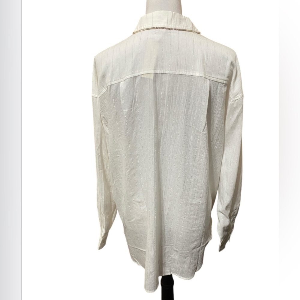 NWT Diana Embellished Oversized Woven Blouse - Picture 2 of 6
